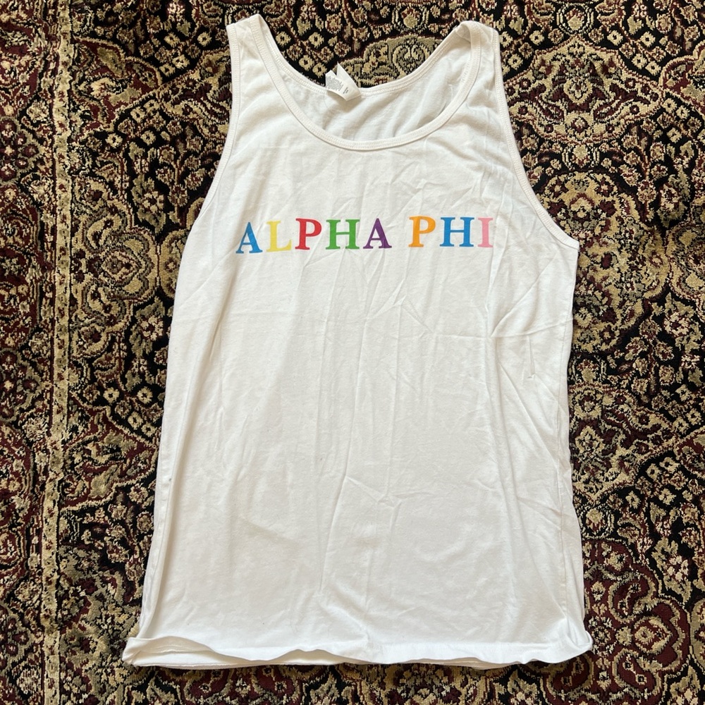 Bella + Canvas White Alpha Phi sorority tank top